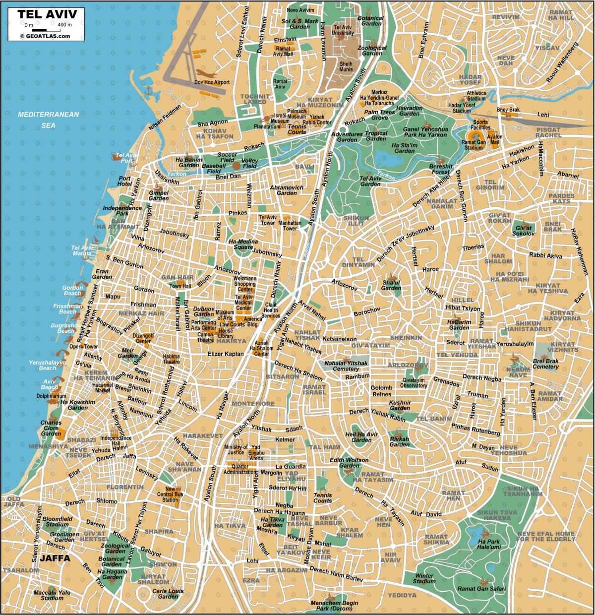 Карта центра города Тель-Авив